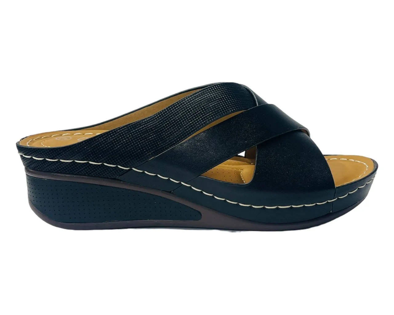 Cross Strap Lightweight Mules Wedge Slider