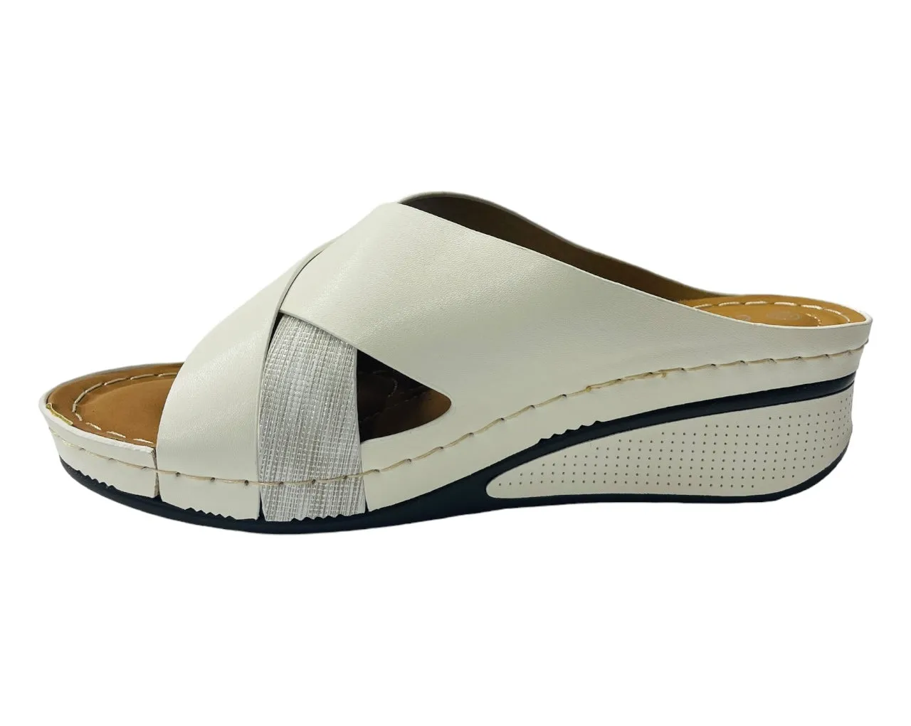 Cross Strap Lightweight Mules Wedge Slider