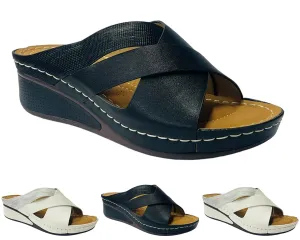 Cross Strap Lightweight Mules Wedge Slider