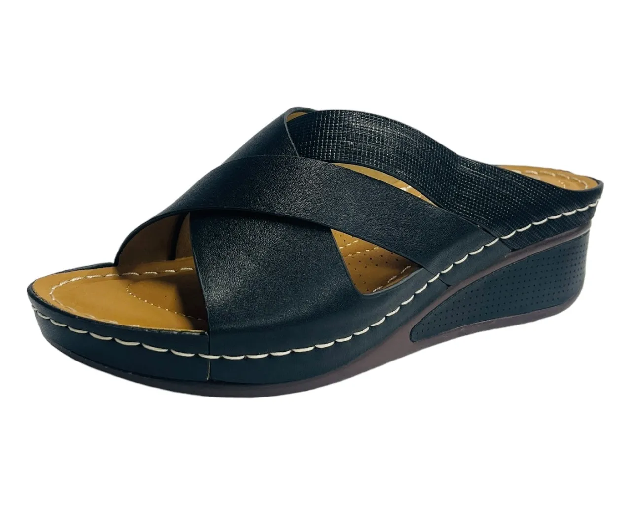 Cross Strap Lightweight Mules Wedge Slider
