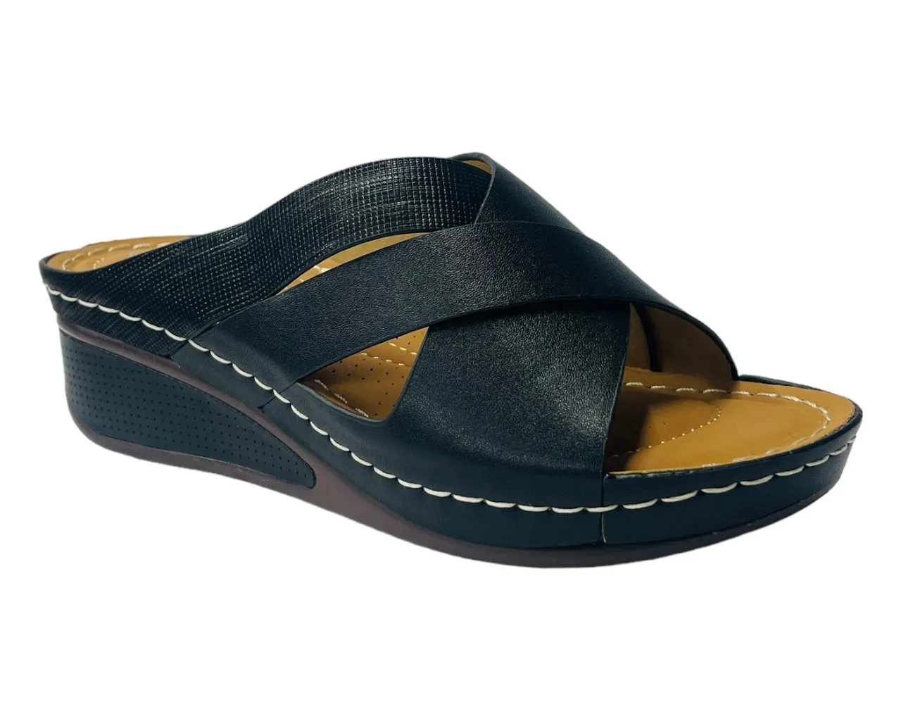 Cross Strap Lightweight Mules Wedge Slider