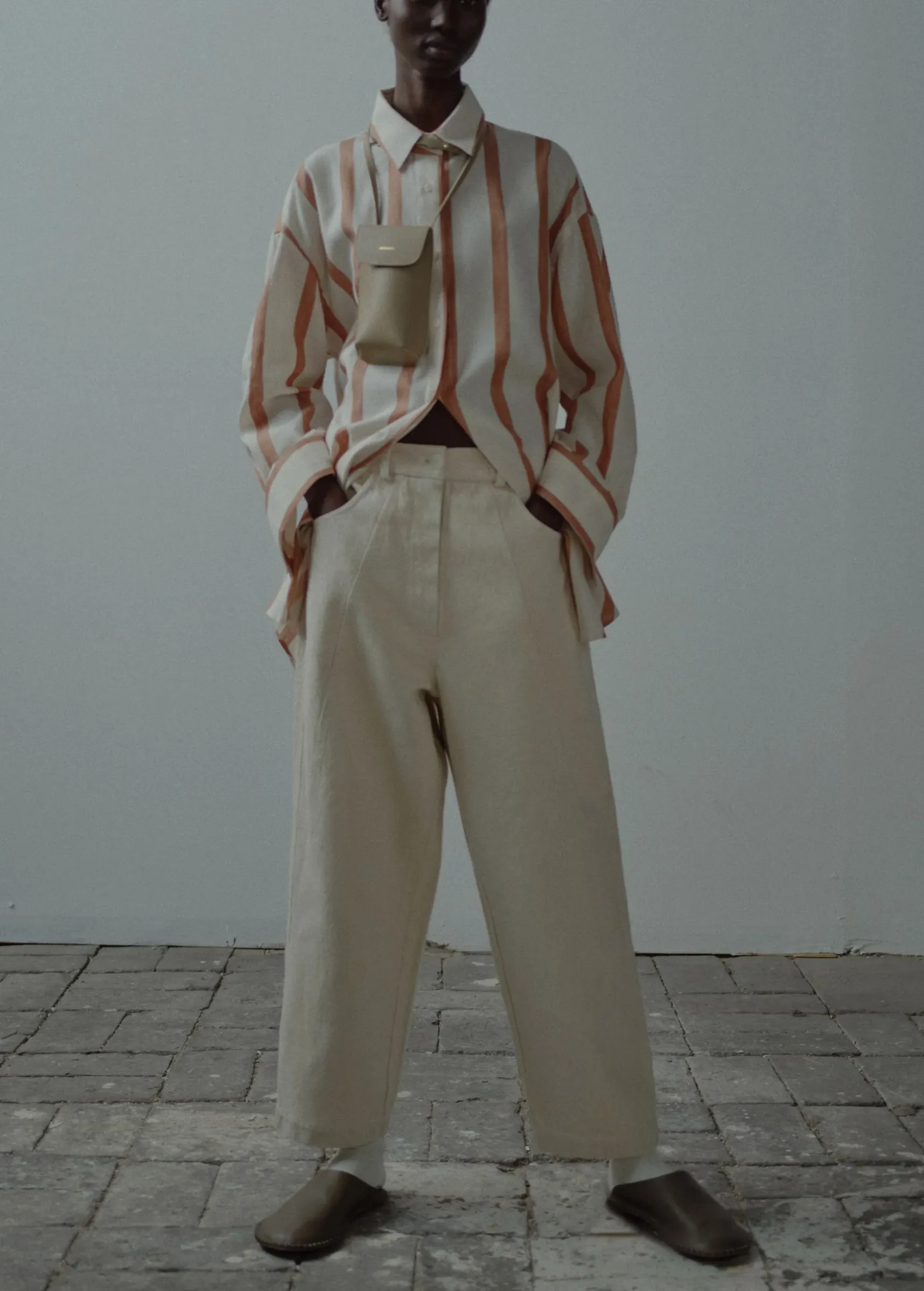 Crosswise Seam Pants, Natural