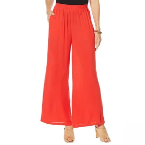 Curations Women's Plus Size Wide Leg Gauze Pants