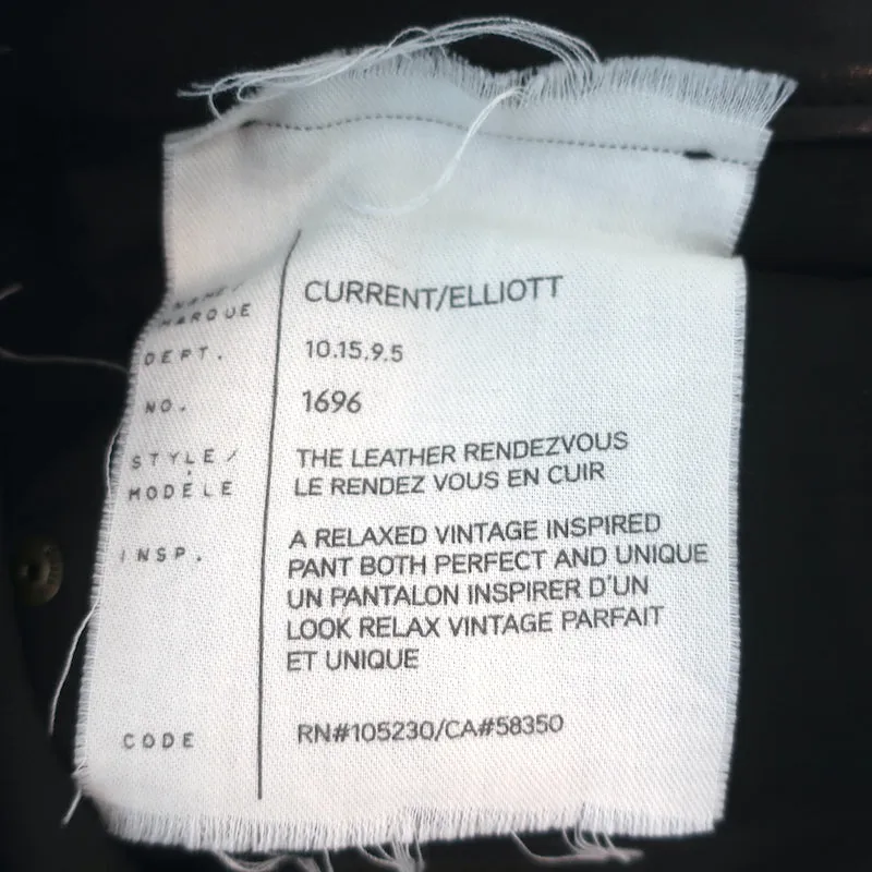 Current/Elliott The Leather Rendezvous Pants Black Size 26