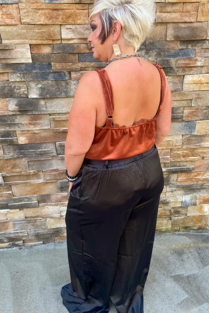 Curvy Satin Wide Leg Pants