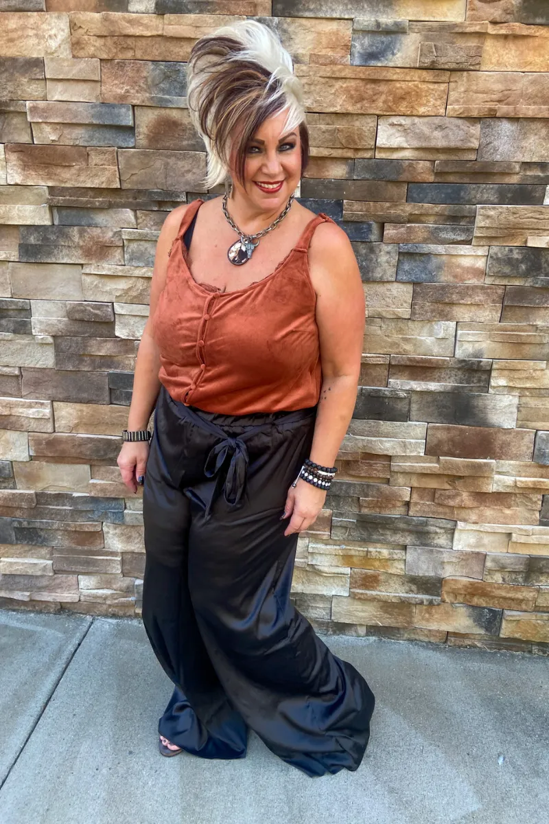 Curvy Satin Wide Leg Pants