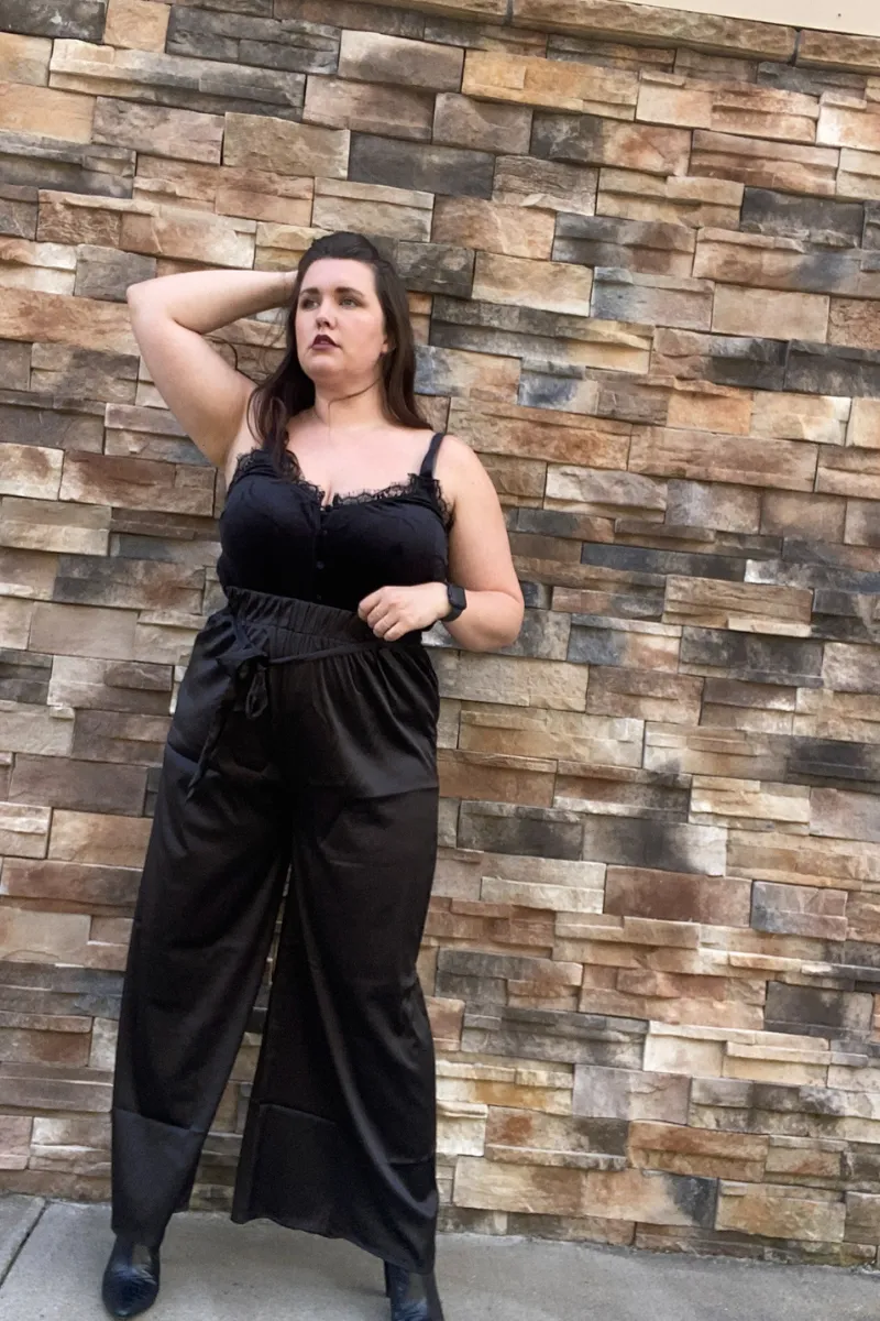 Curvy Satin Wide Leg Pants