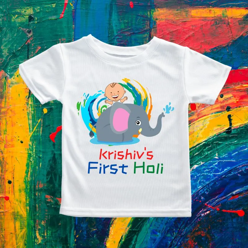Custom First Holi Onesie and T-Shirt for Baby Boys & Baby Girls