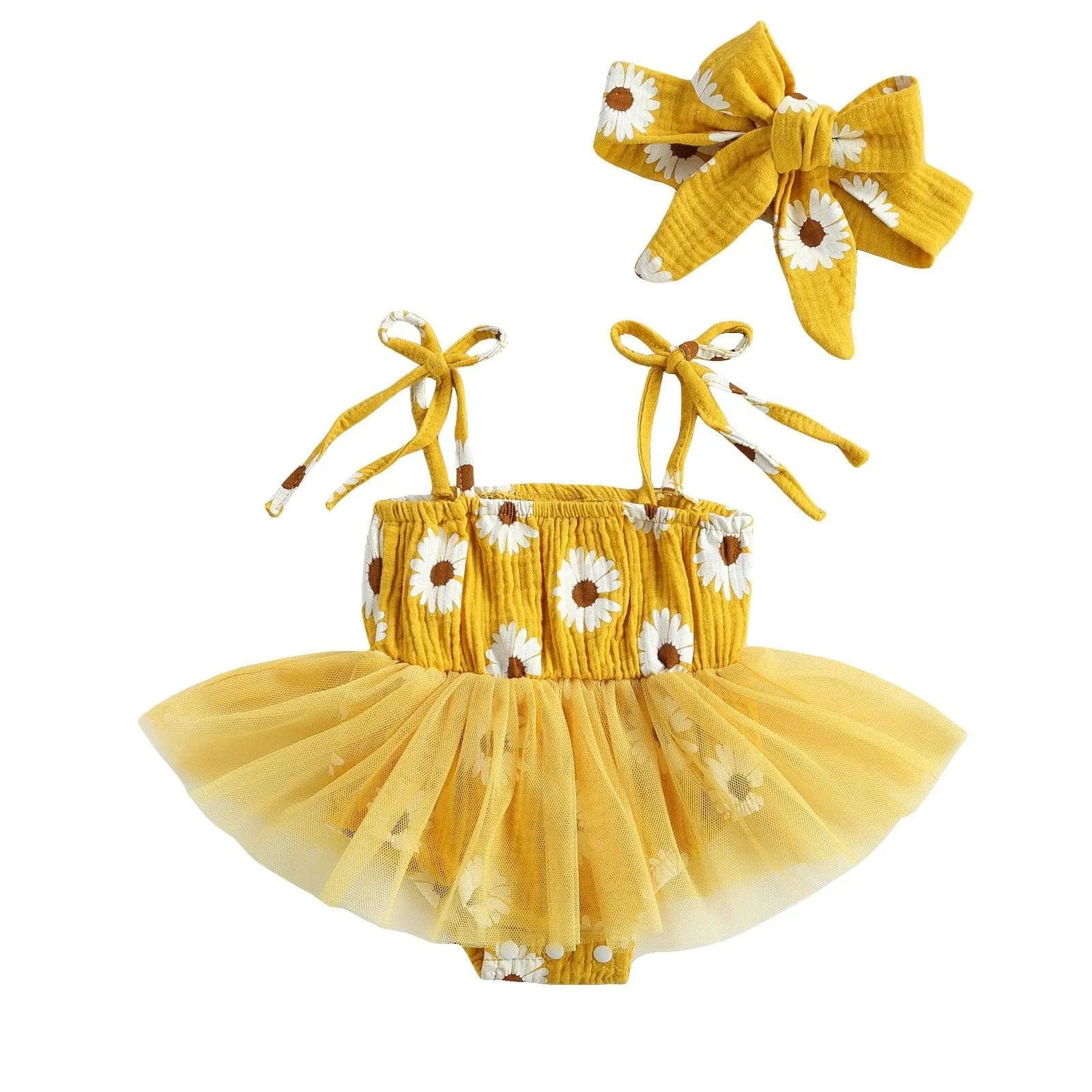 Daisy Tutu Romper Dress and Headband