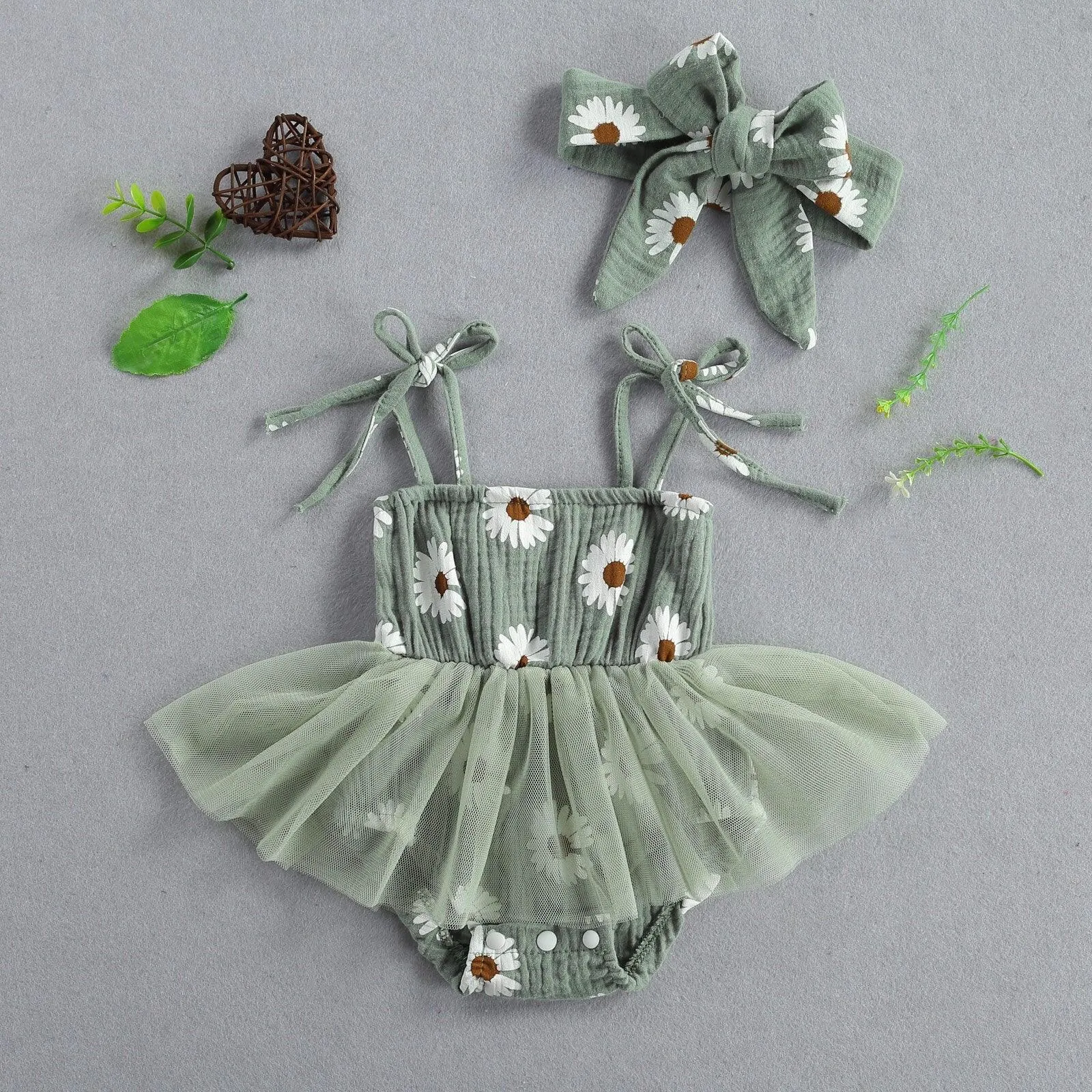 Daisy Tutu Romper Dress and Headband