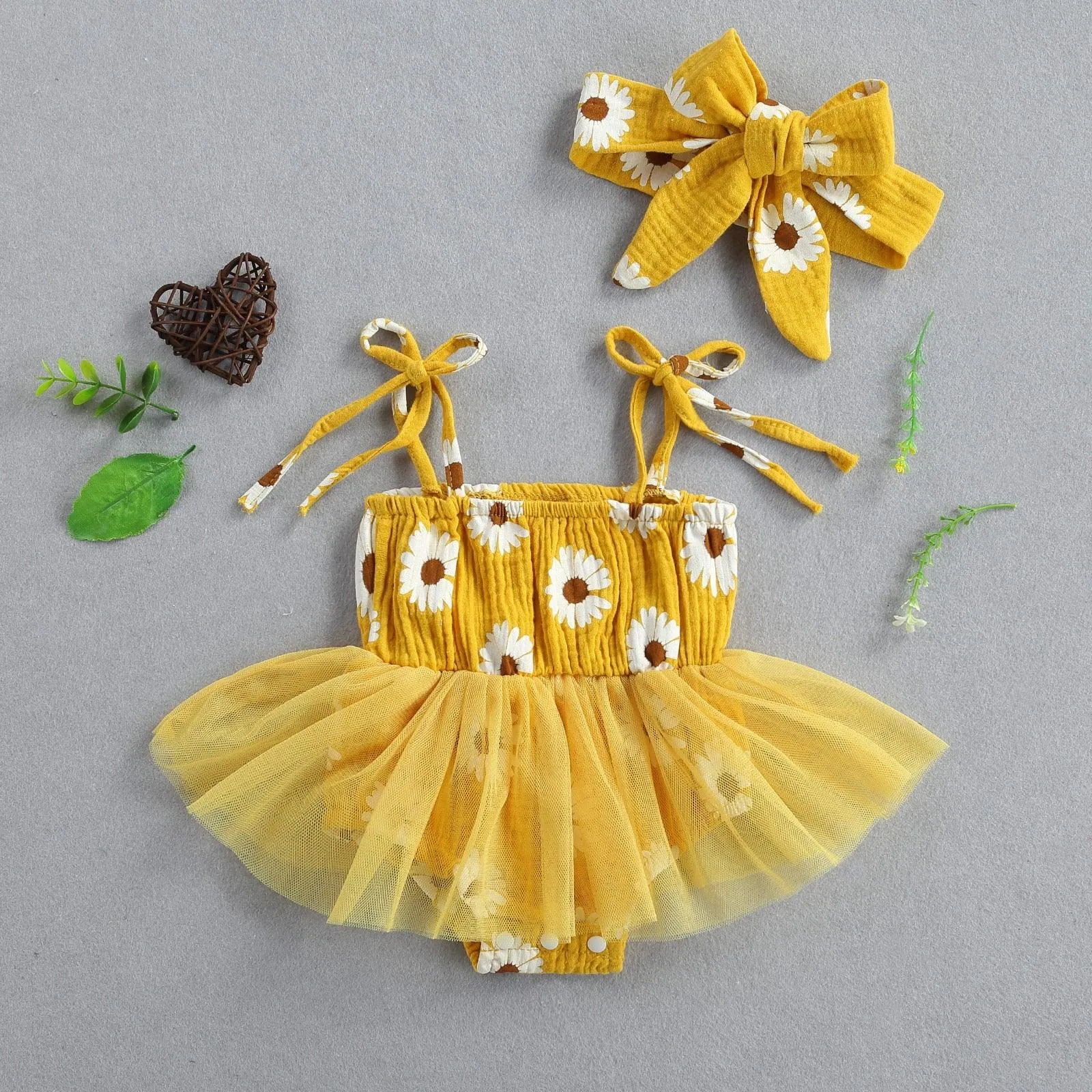 Daisy Tutu Romper Dress and Headband