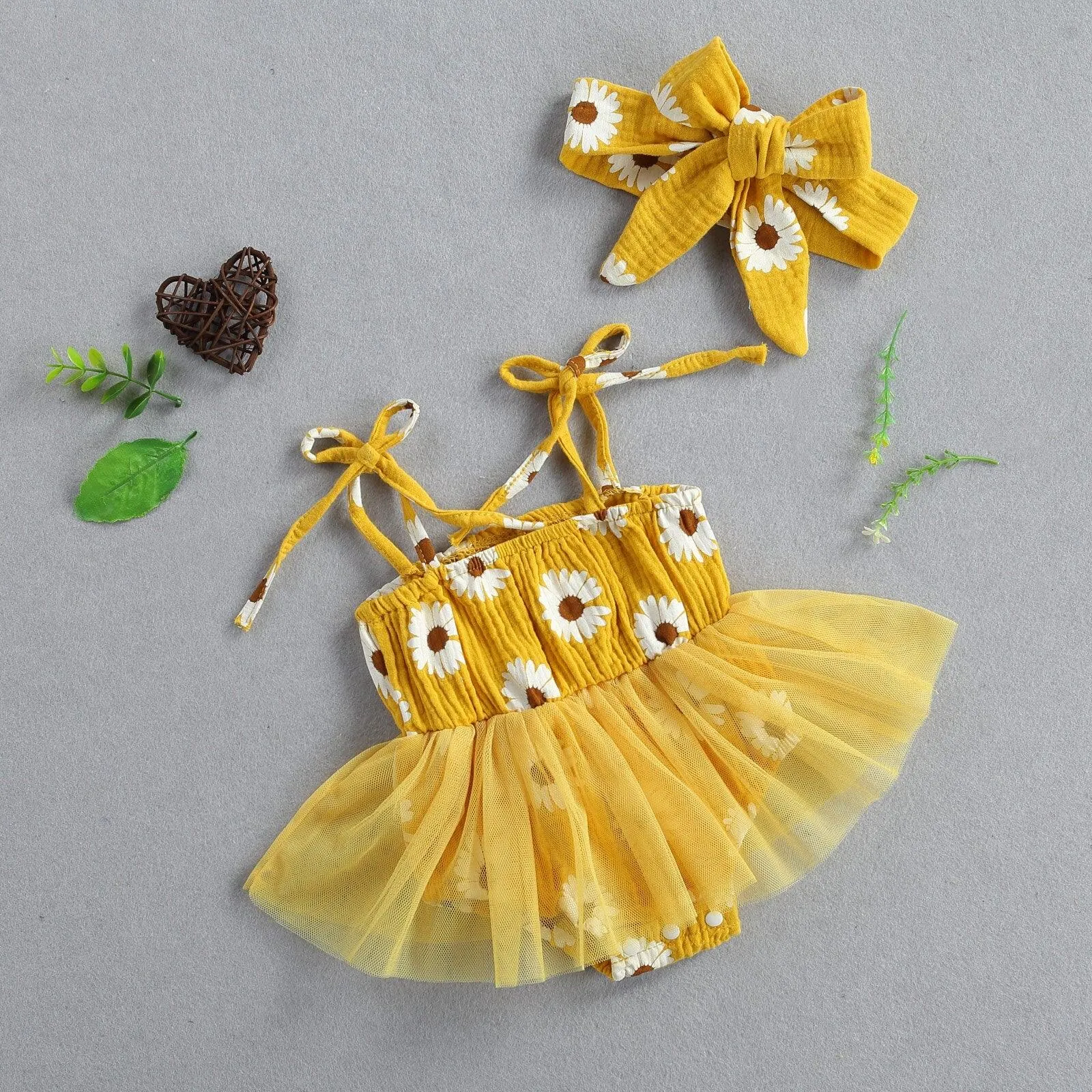 Daisy Tutu Romper Dress and Headband