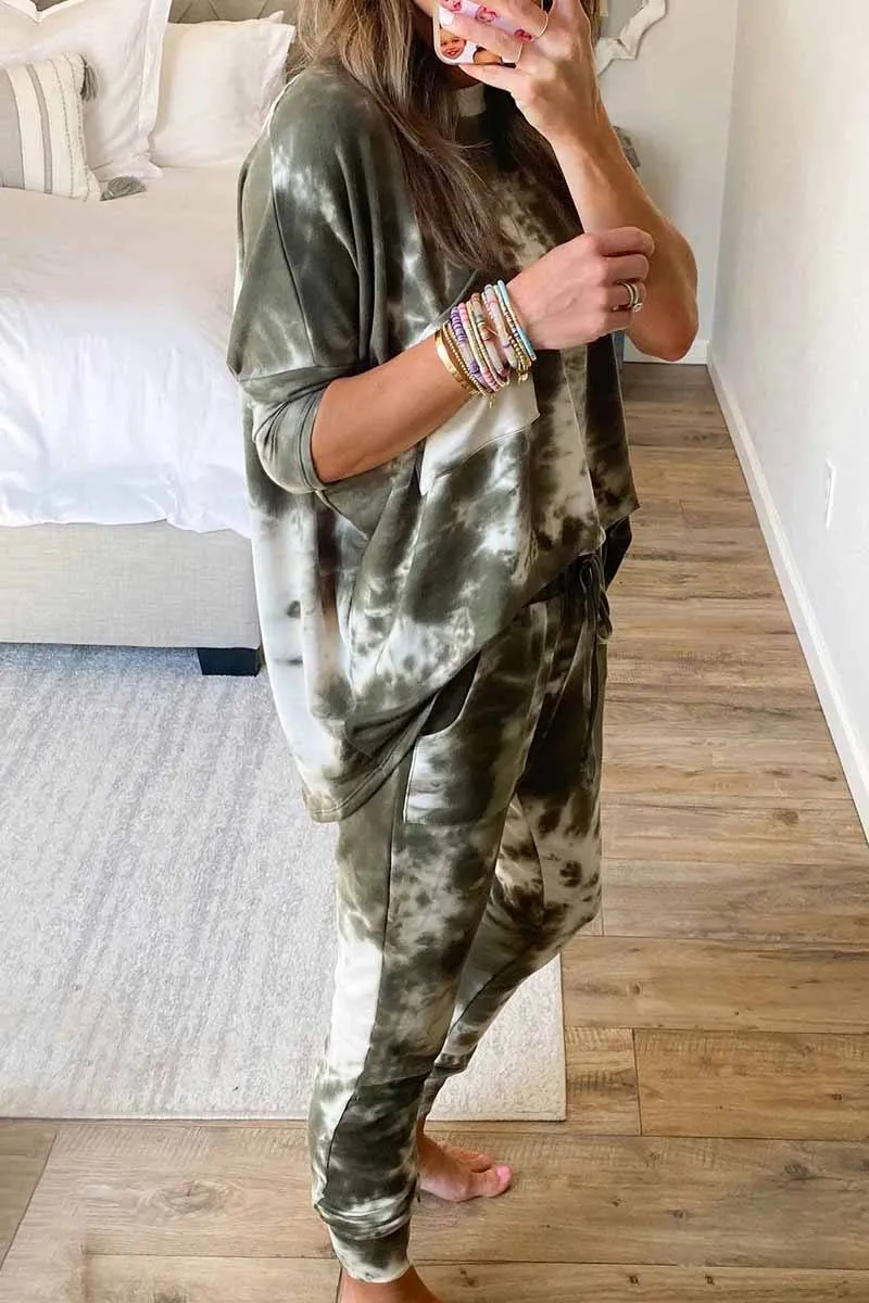 Dark Tie Dye Comfortable Casual Set