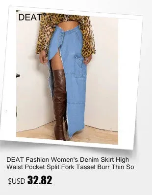 DEAT Fashion Women's Camouflage Skirt High Waist Single Breasted Pockets Tassel Full-length Skirts Summer 2024 New Tide 17A7149