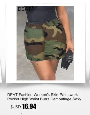 DEAT Fashion Women's Camouflage Skirt High Waist Single Breasted Pockets Tassel Full-length Skirts Summer 2024 New Tide 17A7149