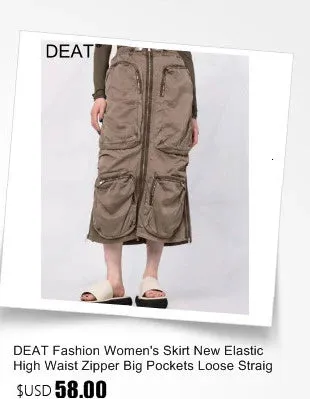 DEAT Fashion Women's Camouflage Skirt High Waist Single Breasted Pockets Tassel Full-length Skirts Summer 2024 New Tide 17A7149