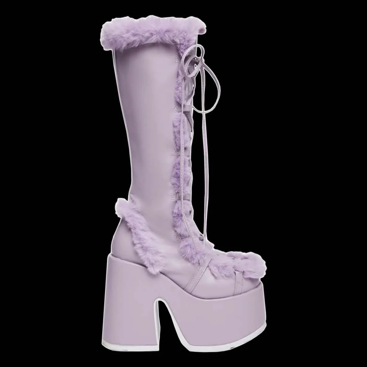 Demonia - Lavender Faux Fur Camel