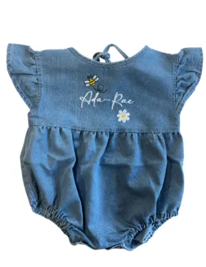 Denim summer personalised romper Bee & Daisy