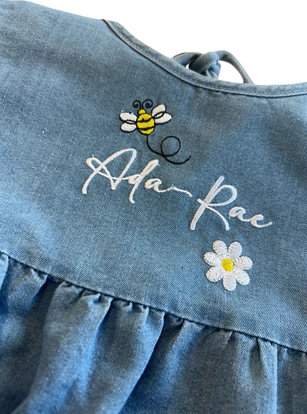 Denim summer personalised romper Bee & Daisy