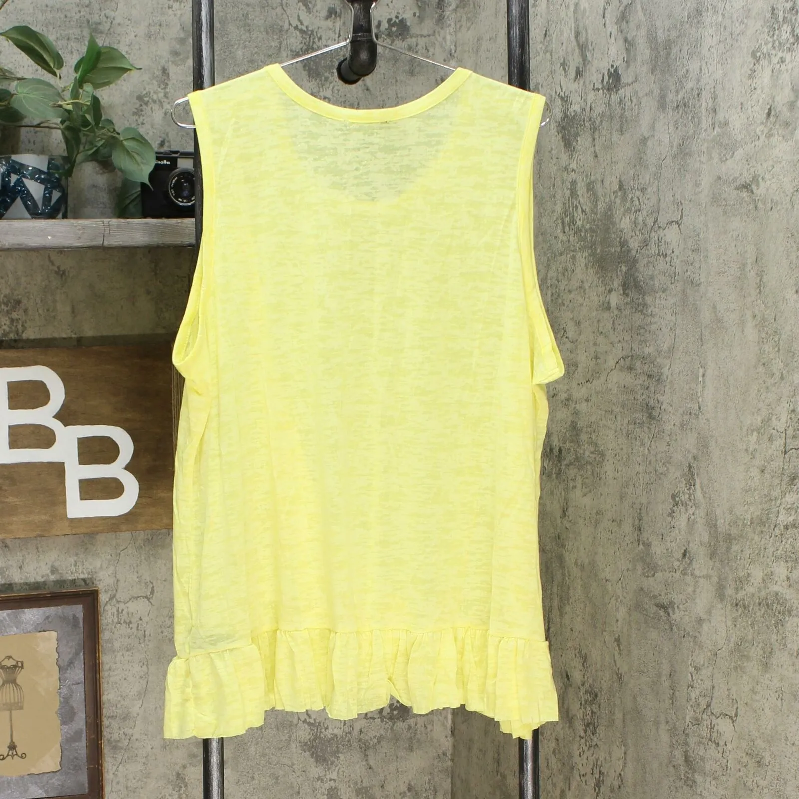 DG2 by Diane Gilman Women's Plus Size Burnout Ruffle Tank Top