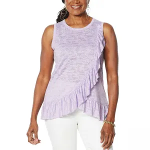 DG2 by Diane Gilman Women's Plus Size Burnout Ruffle Tank Top