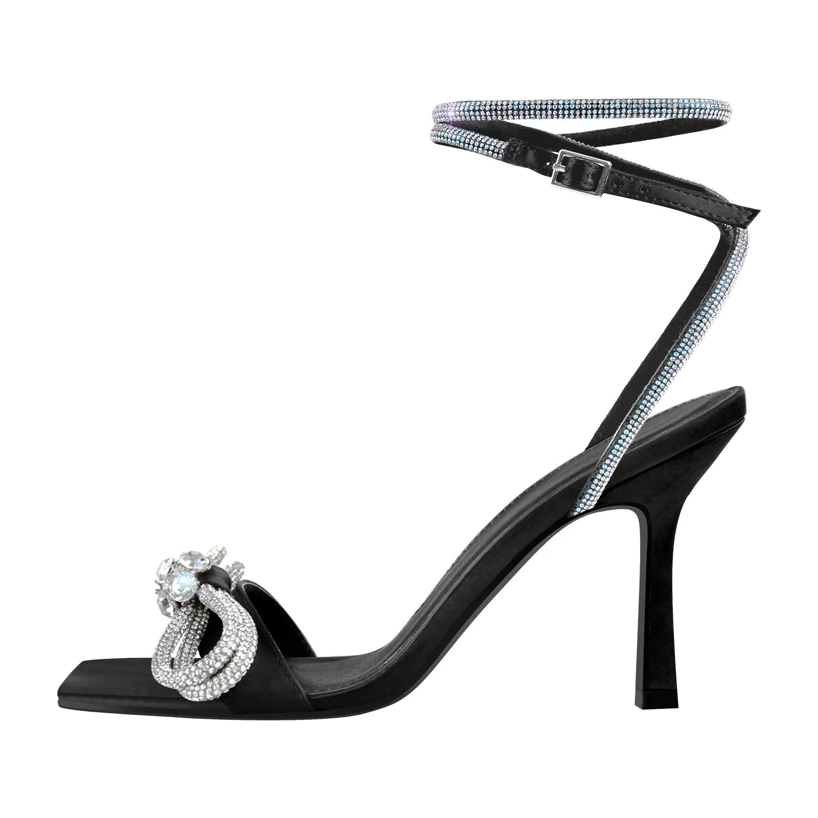 Diamante Bow Rhinestone Ankle Strap Sandals