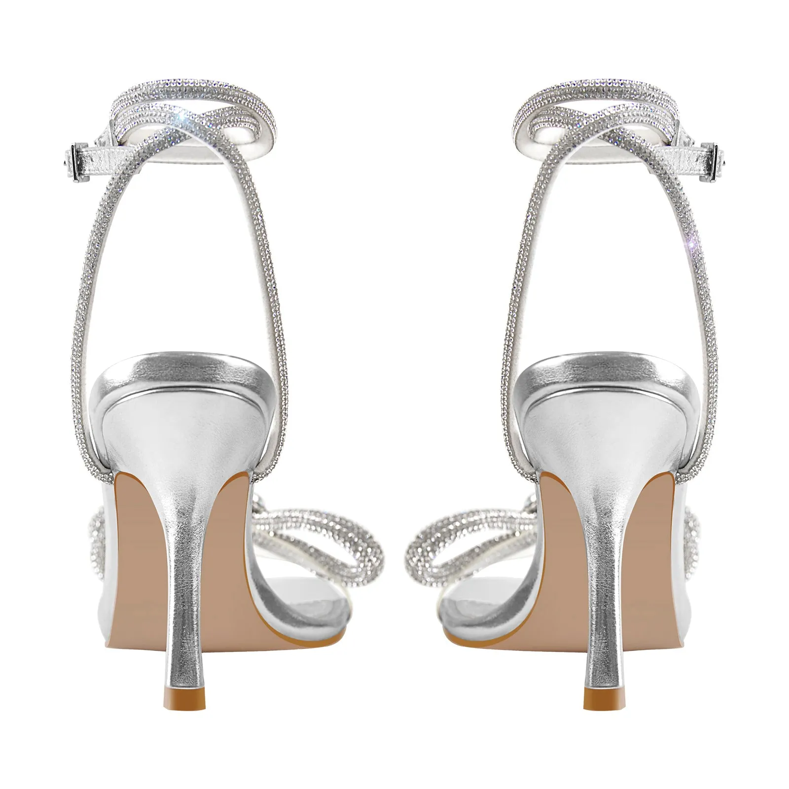 Diamante Bow Rhinestone Ankle Strap Sandals