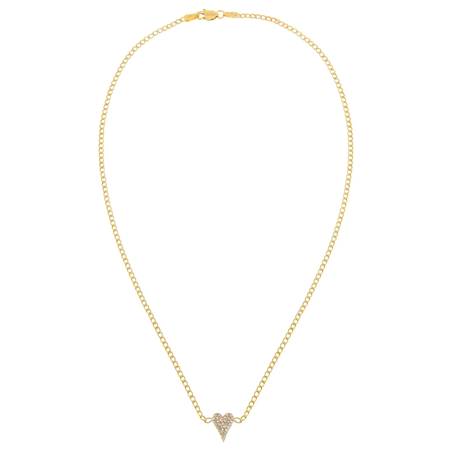 Diamond Heart Cuban Necklace 14K