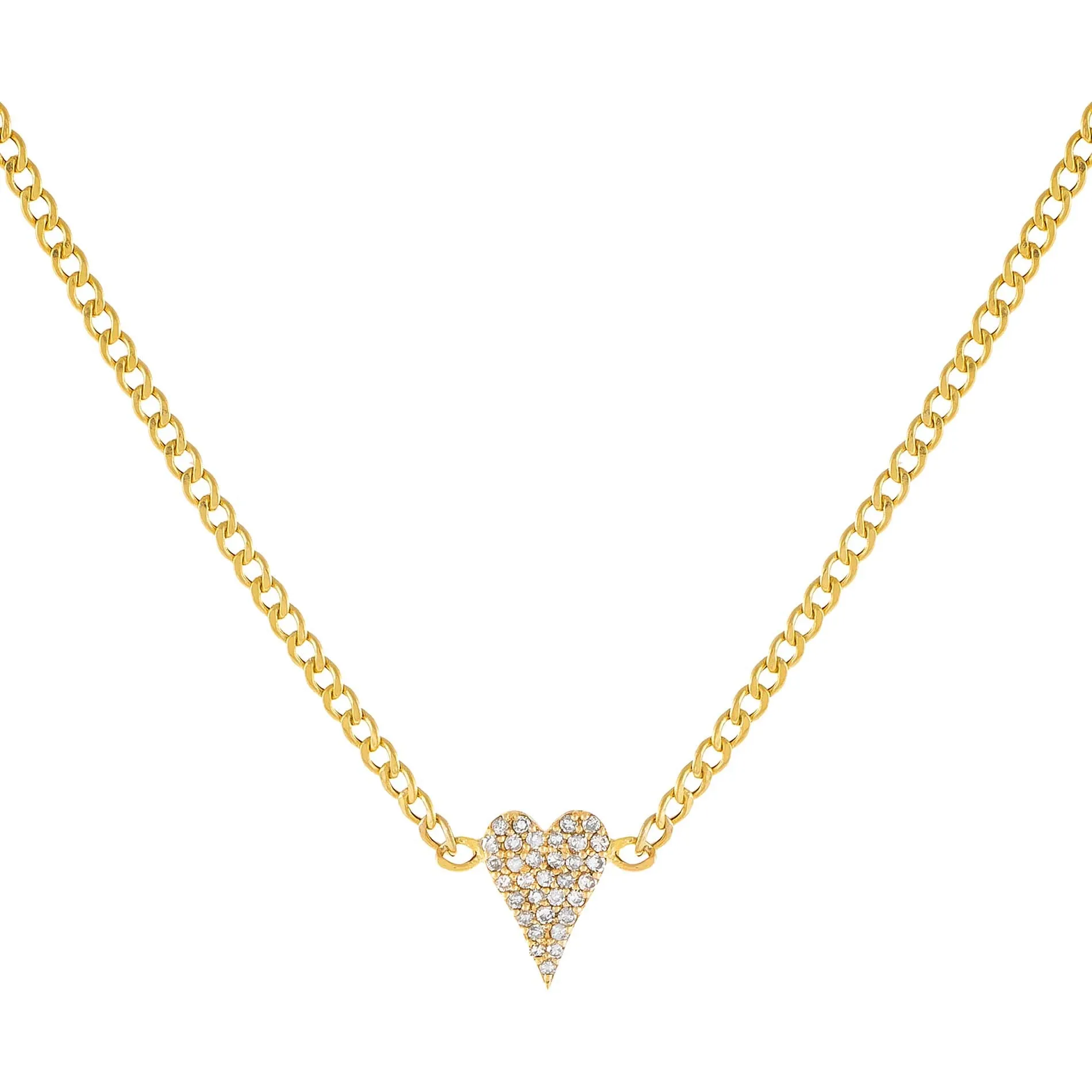 Diamond Heart Cuban Necklace 14K