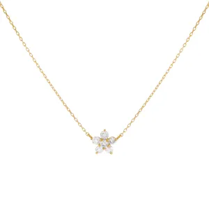 Diamond Mini Flower Necklace 14K