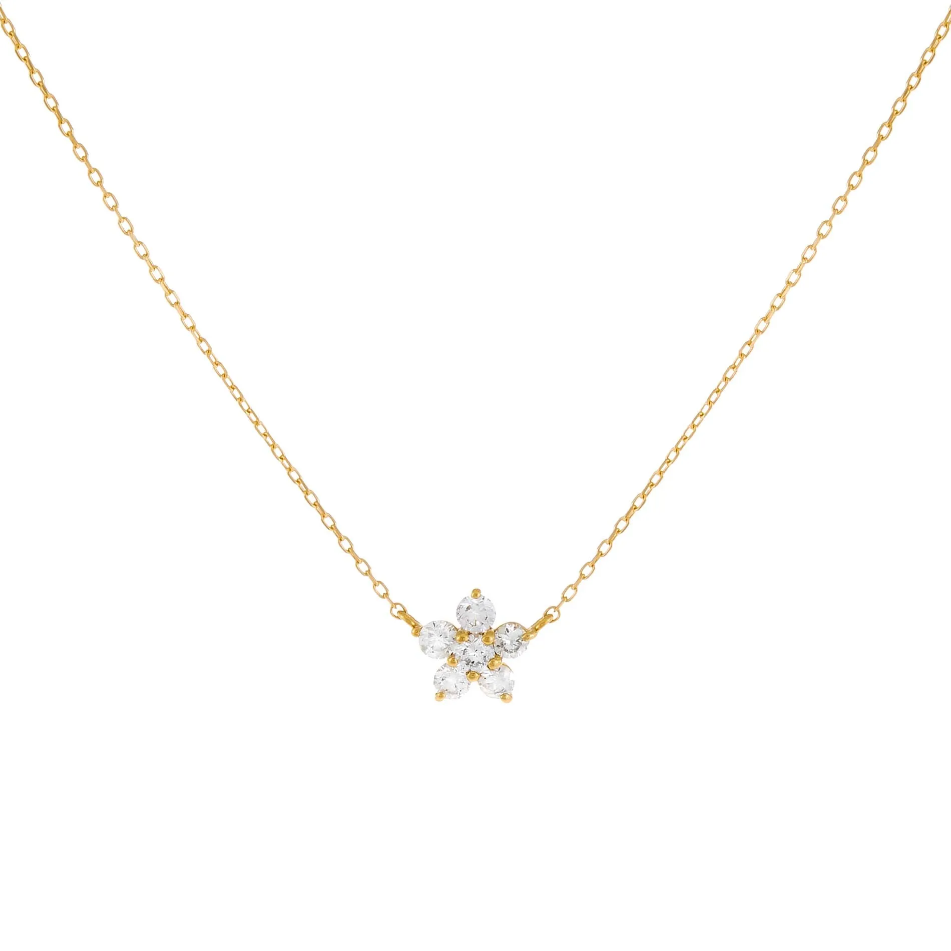 Diamond Mini Flower Necklace 14K