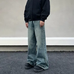 Distressed Wide-Leg Jeans