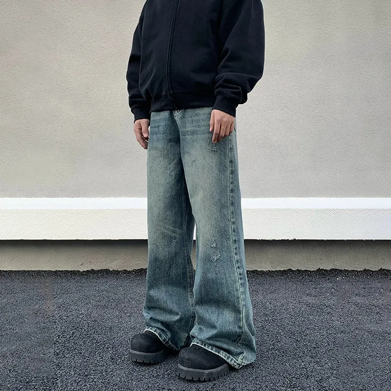 Distressed Wide-Leg Jeans