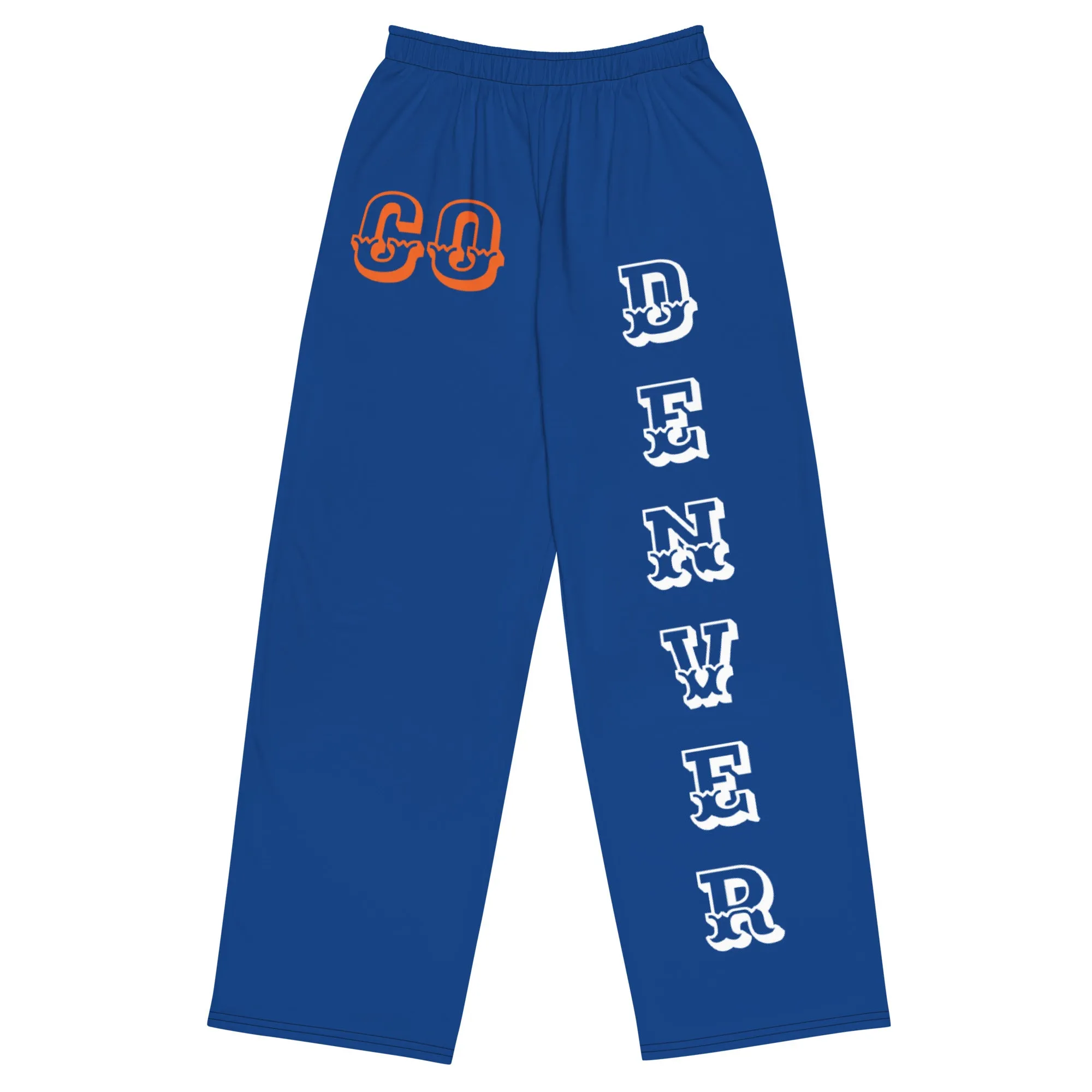 DJD CO- "It's A Denver Thang" Unisex Wide-Leg Pants Blue/White/Orange