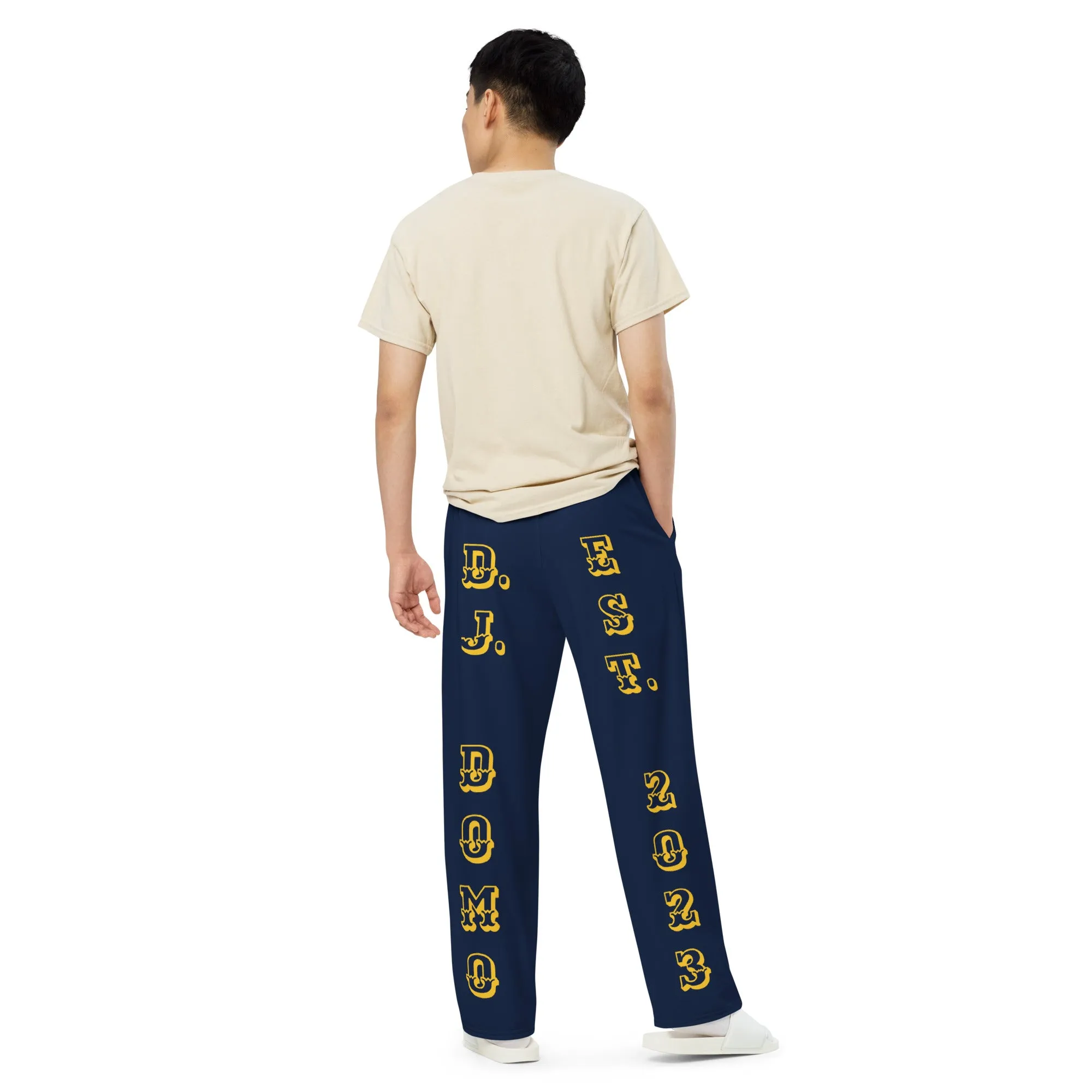 DJD NY- "It's A Brooklyn Thang" Unisex Wide-Leg Pants Navy/Yellow/White