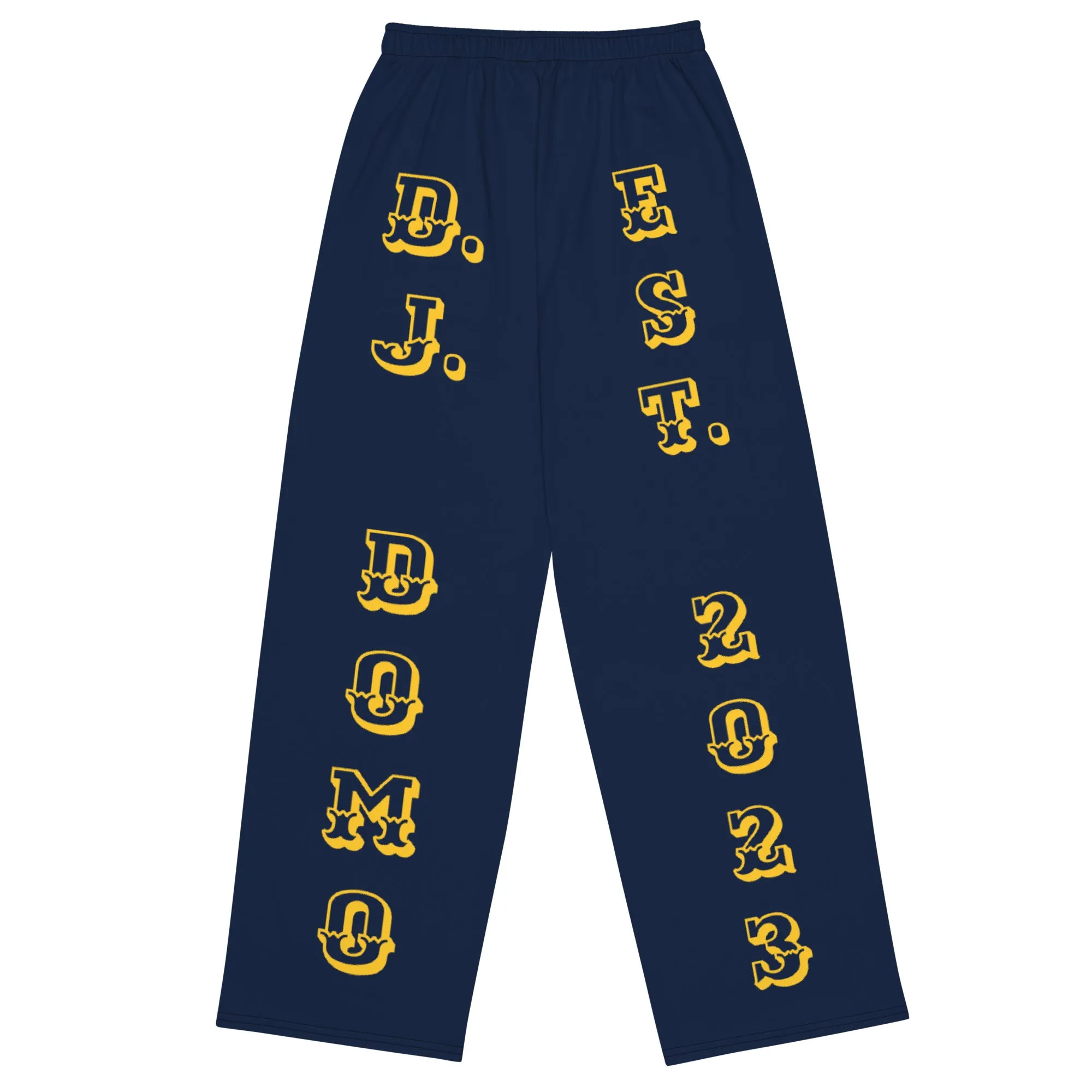 DJD NY- "It's A Brooklyn Thang" Unisex Wide-Leg Pants Navy/Yellow/White