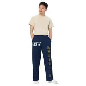 DJD NY- "It's A Brooklyn Thang" Unisex Wide-Leg Pants Navy/Yellow/White