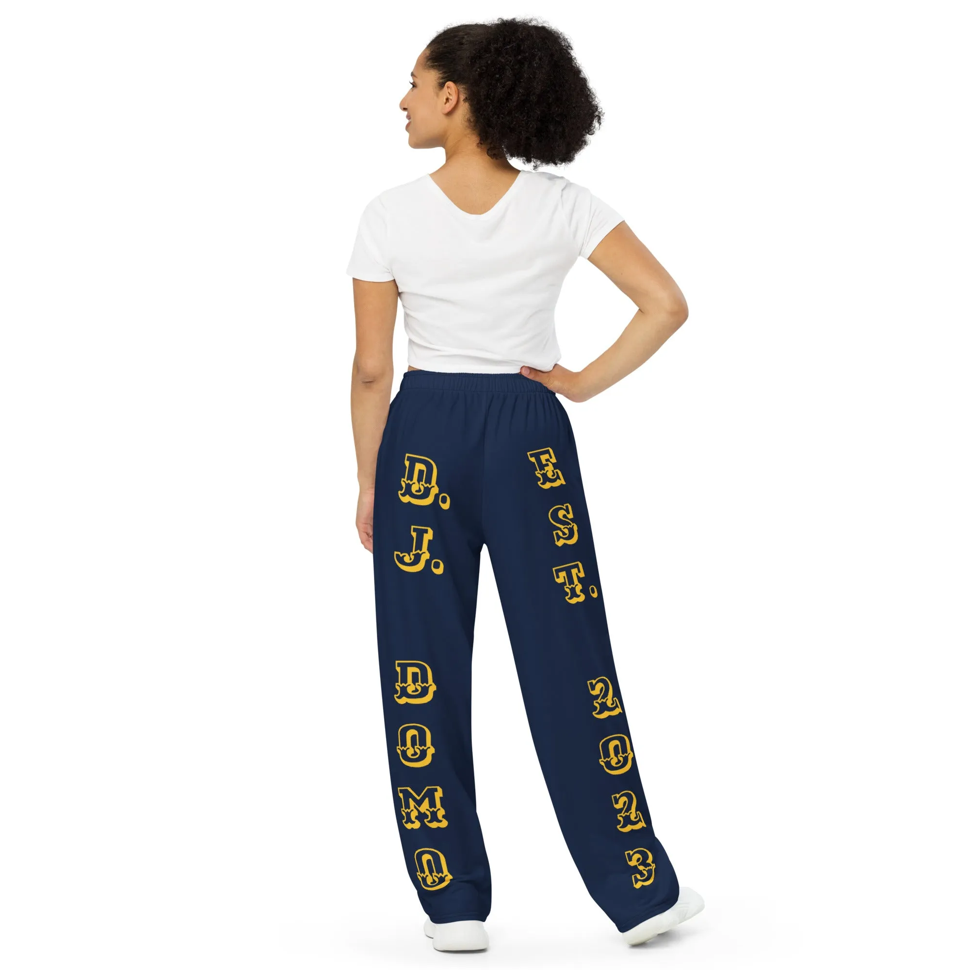 DJD NY- "It's A Brooklyn Thang" Unisex Wide-Leg Pants Navy/Yellow/White