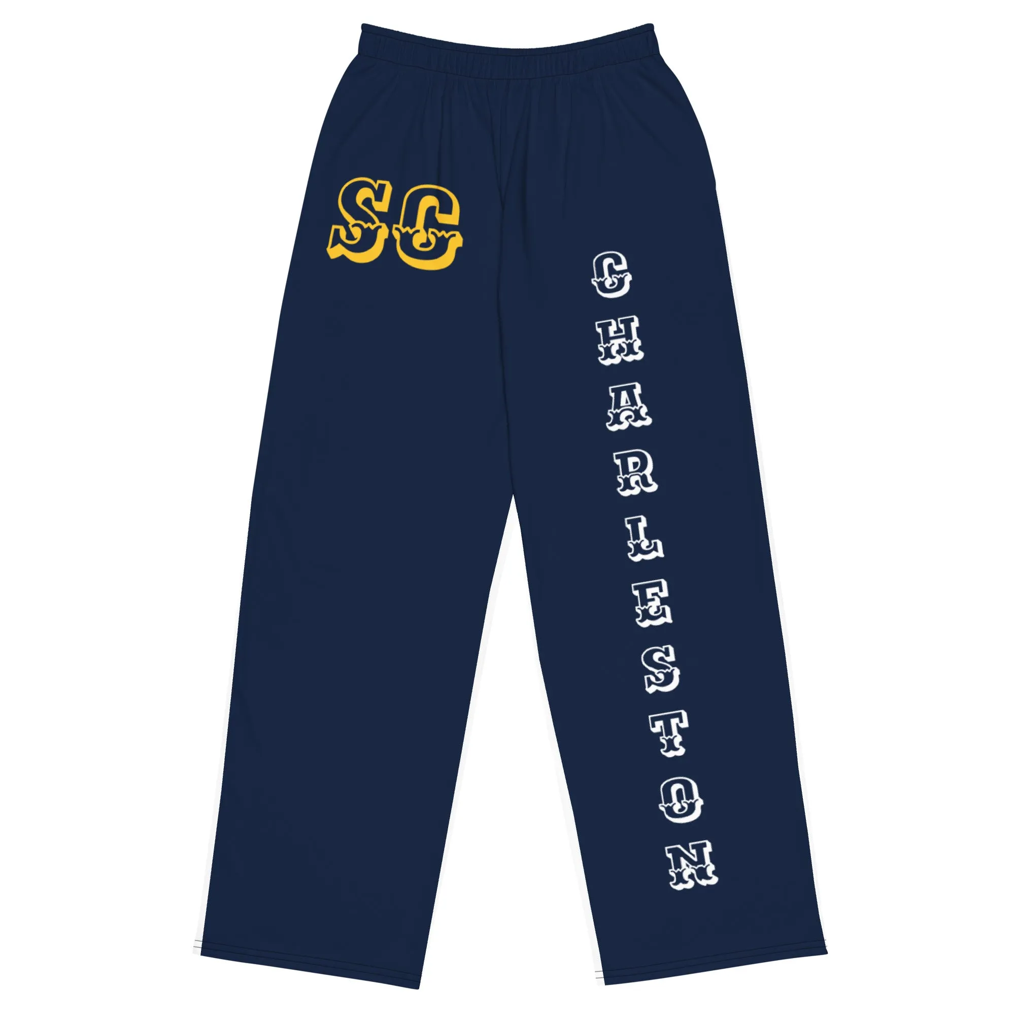DJD SC- "It's A Charleston Thang" Unisex 2 Tone Wide-Leg Pants Navy/White/Yellow
