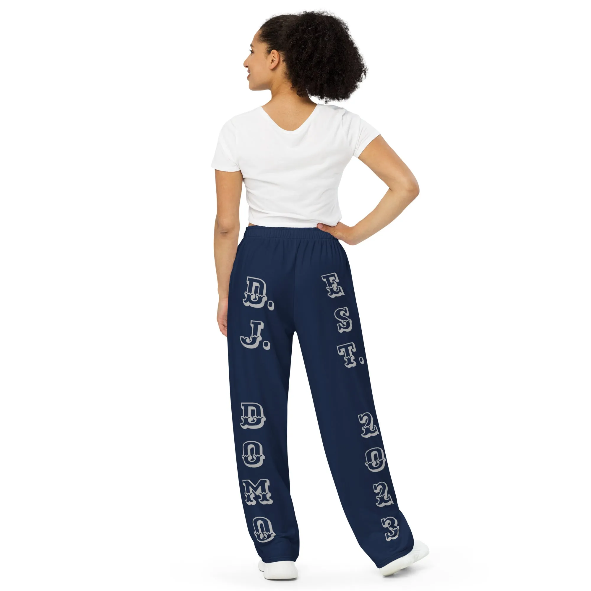 DJD TX- "It's A Dallas Thang" Unisex 2 Tone Wide-Leg Pants Gray/Navy/White