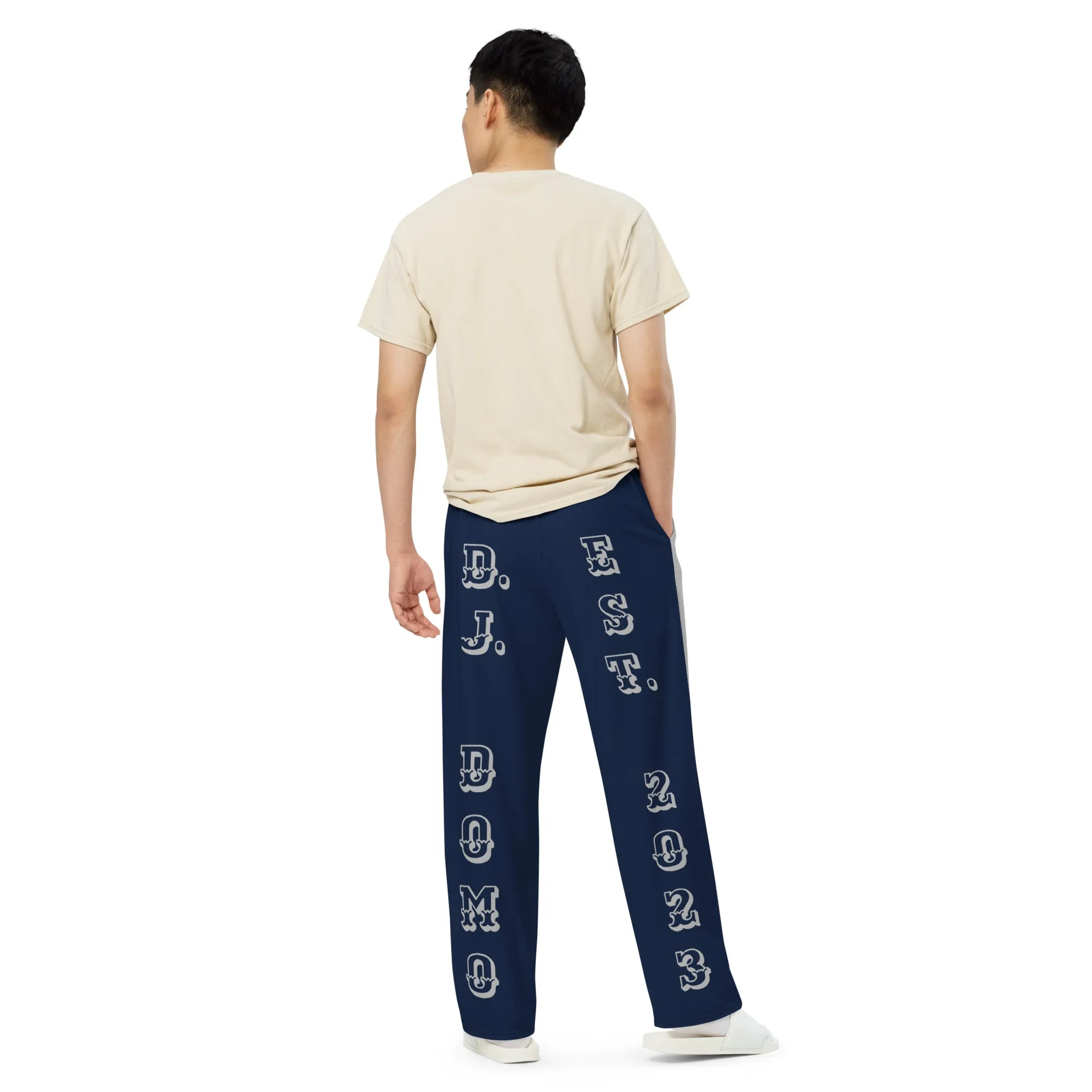 DJD TX- "It's A Dallas Thang" Unisex 2 Tone Wide-Leg Pants Gray/Navy/White