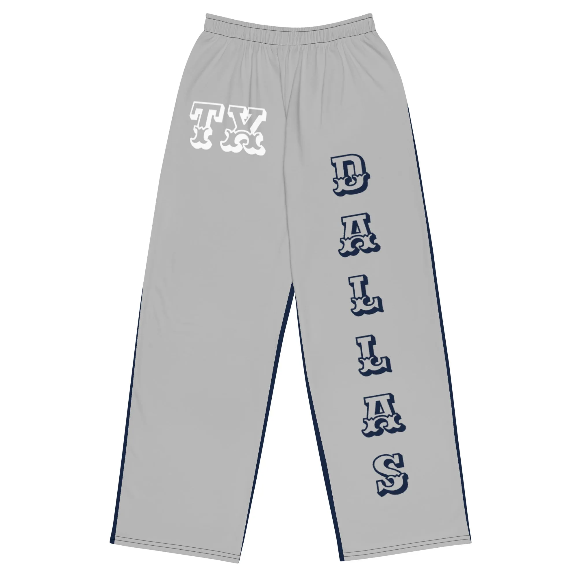 DJD TX- "It's A Dallas Thang" Unisex 2 Tone Wide-Leg Pants Gray/Navy/White