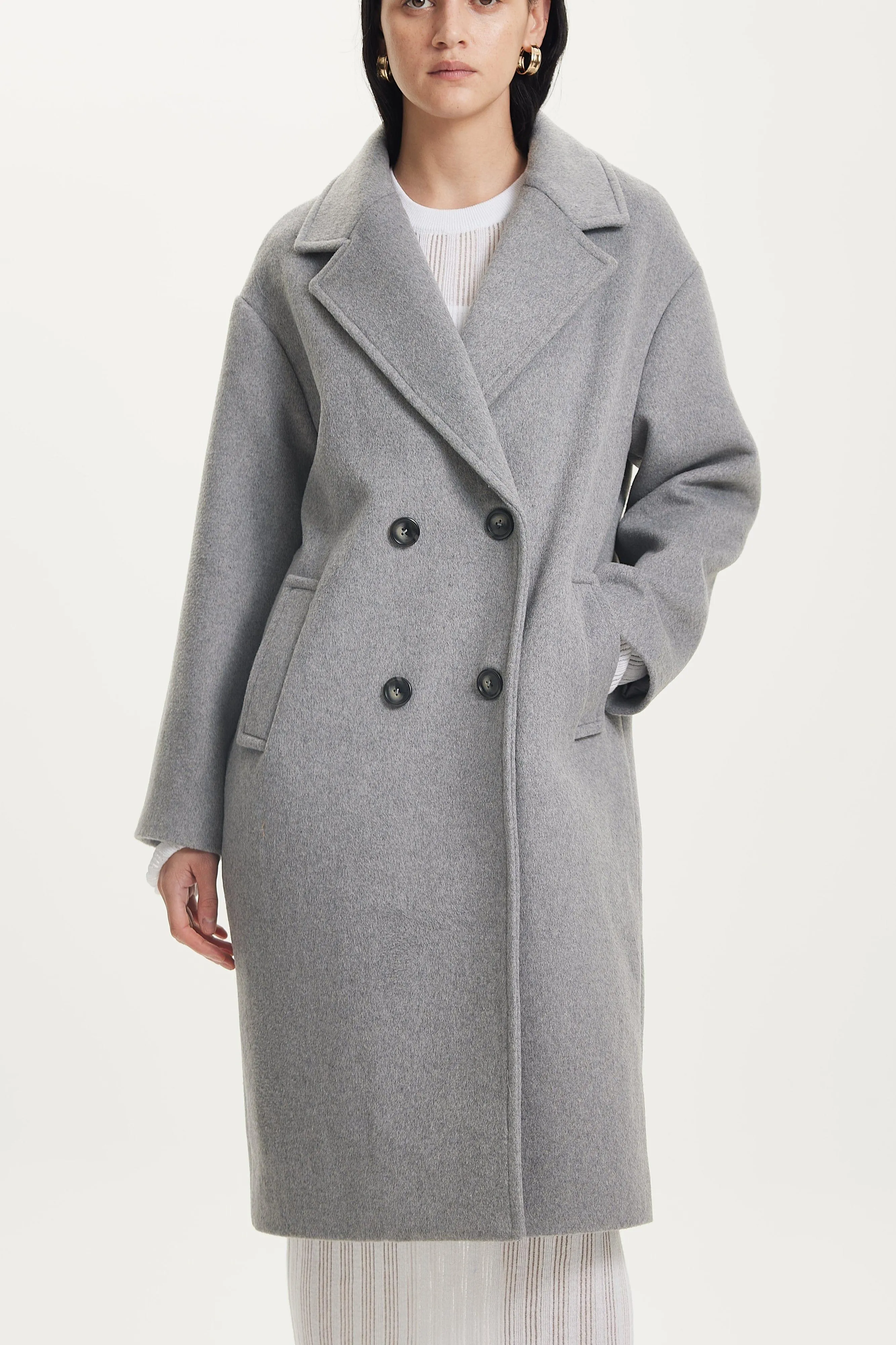 DOUBLE BREASTED COAT | GREY MARLE