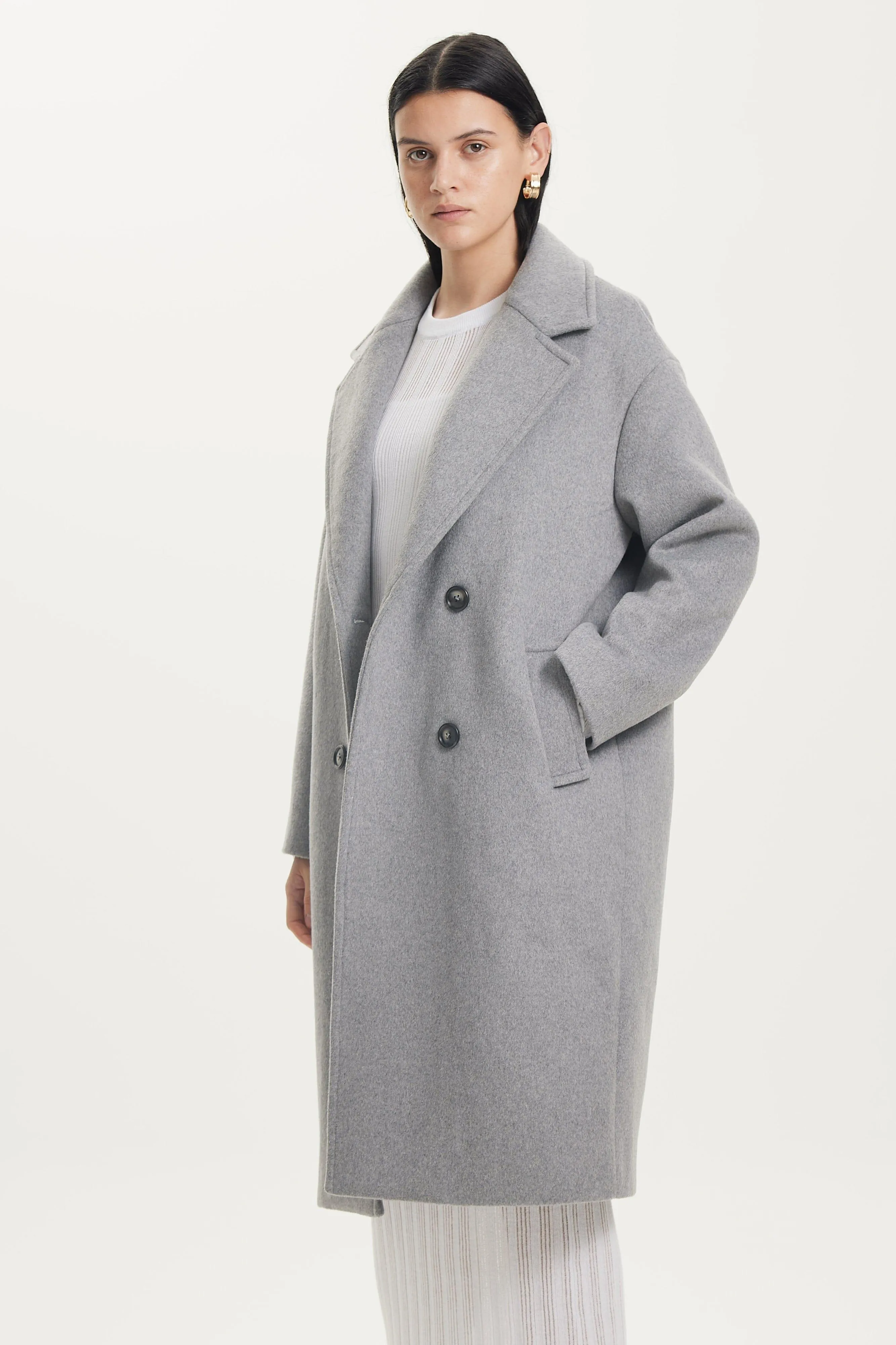 DOUBLE BREASTED COAT | GREY MARLE