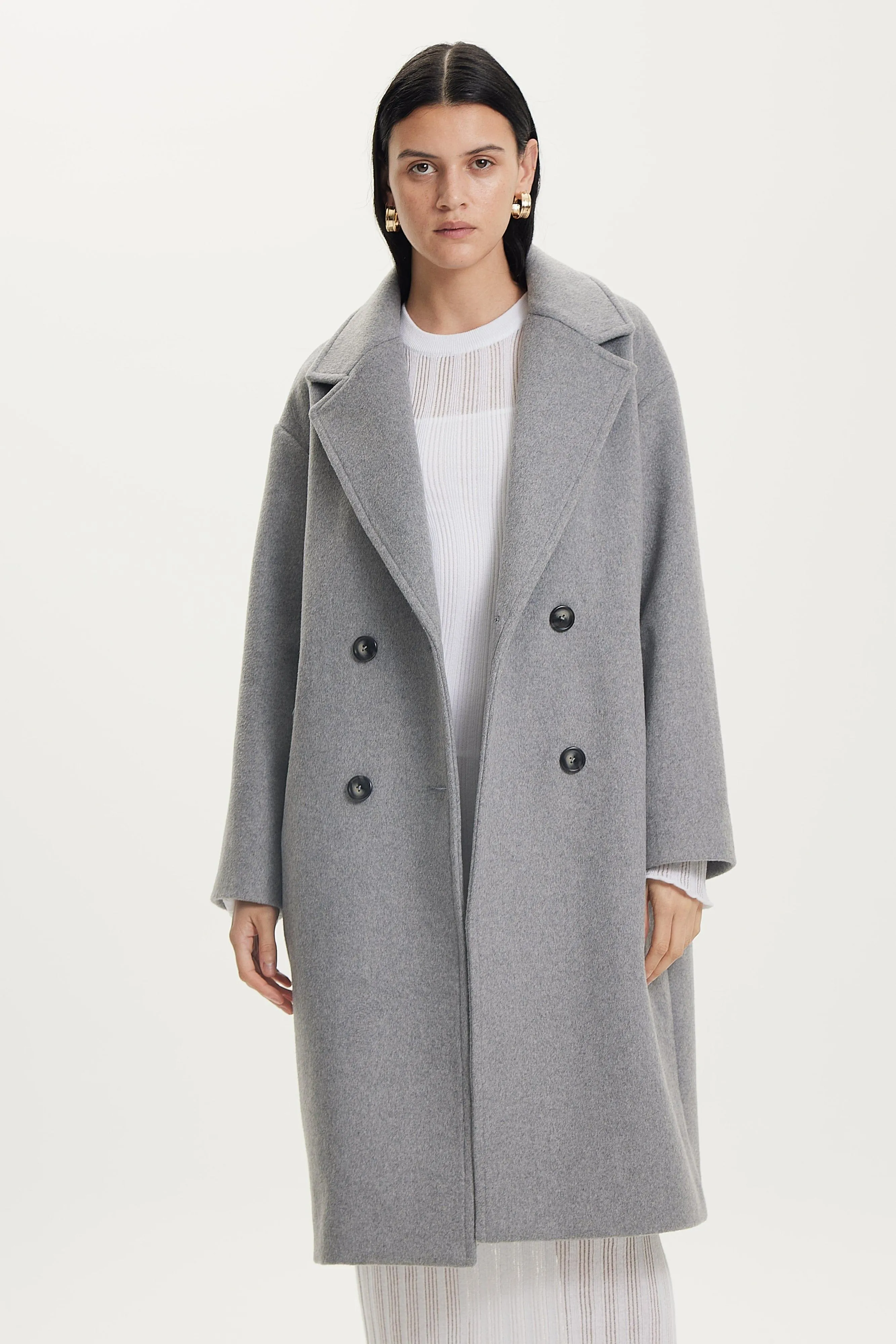 DOUBLE BREASTED COAT | GREY MARLE