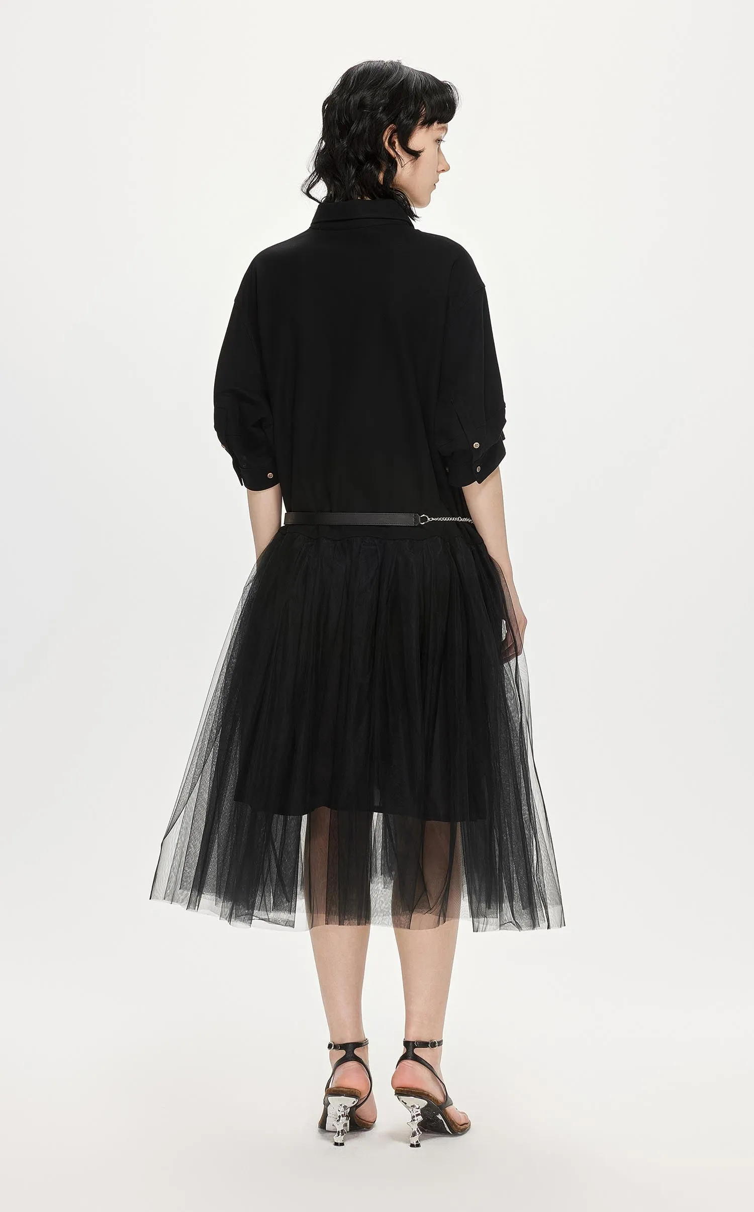 Dresses / JNBY Polo Style Patched Mid-Sleeve Gauze Dress