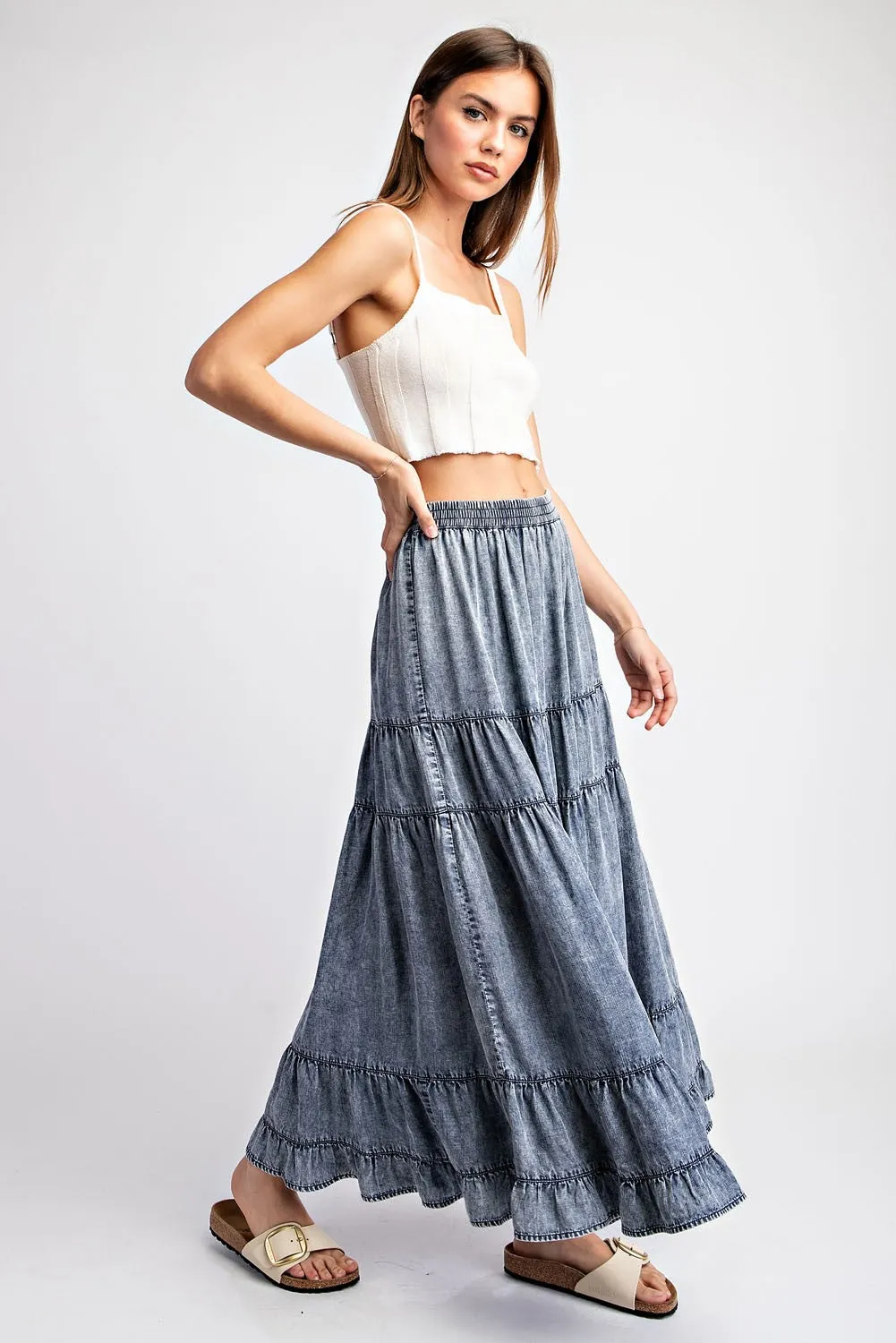 Easy Breezy Vintage Denim Boho Skirt * on sale