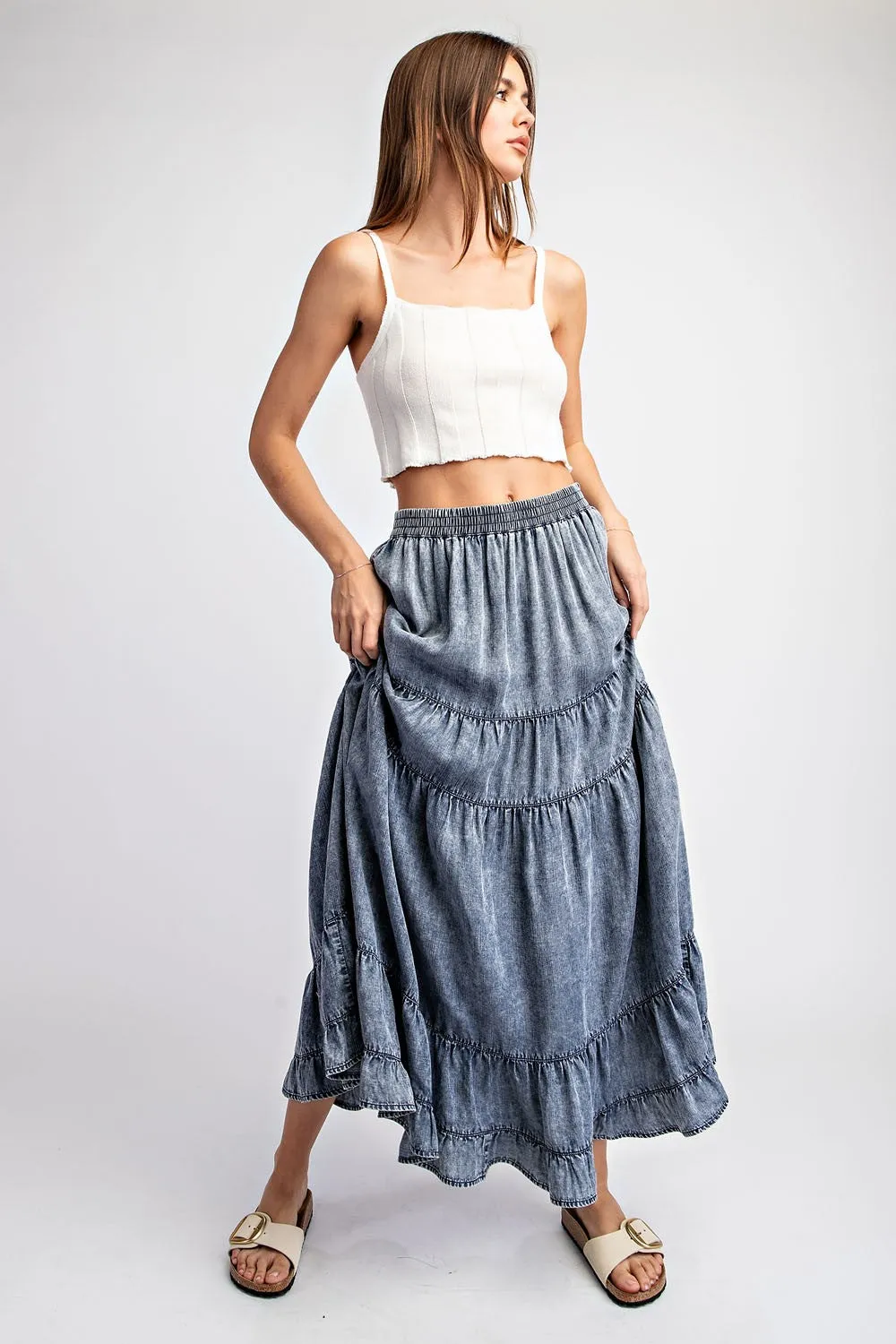 Easy Breezy Vintage Denim Boho Skirt * on sale