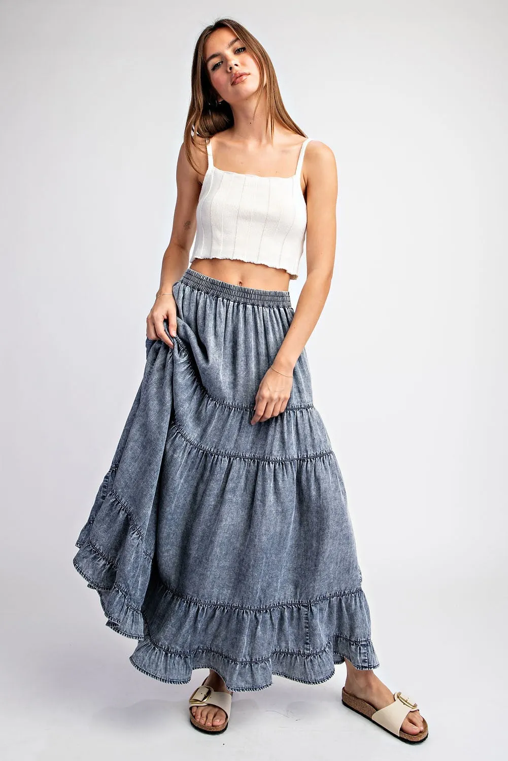 Easy Breezy Vintage Denim Boho Skirt * on sale