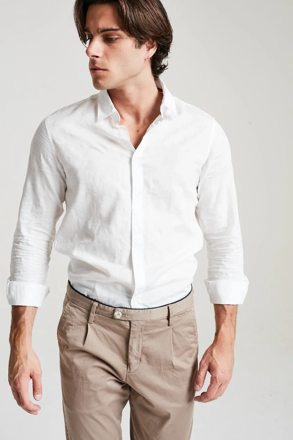 Easy Front Pleat Trousers In Stone